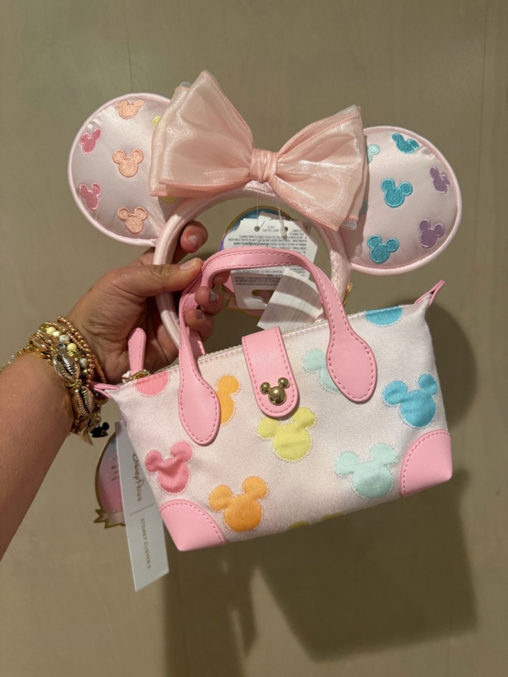 Stoney clover Disney parks pouchette and ears pastel rainbow mickeys set